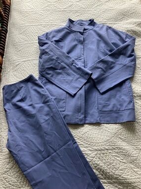 Cornflower Blue Two-Piece Jacket & Pants Set - Lafayette 148 New York - Like New